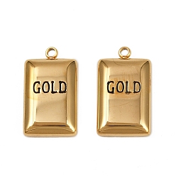 Настоящее золото 18K 304 подвески из нержавеющей стали, прямоугольник со словами золотые подвески, ионное покрытие (ip), с эмалью, реальный 18 k позолоченный, 17.5x10x3 мм, отверстие : 1.5 мм