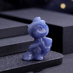 Синий Авантюрин Окрашенный и нагретый натуральный авантюрин синего цвета кукольные украшения, для украшения домашнего офиса, 40x30 мм