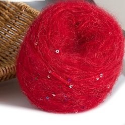 Малиновый Пряжа мохер, длинная шерстяная пряжа с пайетками, для одежды шарфы свитера шали шапки, малиновый, 50г/моток