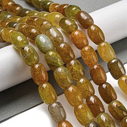 Темно-Золотистый Природных вены драконов агат бисер нитей, окрашенная и подогревом, колонка, темные золотарник, 13.5x10~10.5 мм, отверстие : 1 мм, около 28 шт / нитка, 15.16'' (38.5 см)