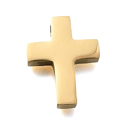 Golden Ion Plating(IP) 304 Stainless Steel Charms, Cross Charms, Golden, 15x12x3mm, Hole: 2mm