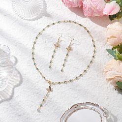 Светло-Голубой Комплекты из серег и ожерелий ручной работы с элементами лэмпворка от сглаза и латунной фурнитурой, бабочка и глаз, Небесно-голубой, 488 мм