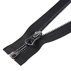 Gunmetal Nylon Garment Accessories, Zip-fastener Component Sets, Nylon and Brass Zipper & Alloy Zipper Puller, Black, Gunmetal, 710~735x38x3mm