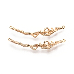 Настоящее золото 18K Подвески из латуни для ответвлений, без никеля , реальный 18 k позолоченный, 49x7x3 мм, отверстие : 1.2 мм