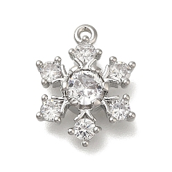 Платина Стойка металлическая латунная микропрофилированная кубическая циркония подвески, без кадмия, без никеля и без свинца, долговечный, снежинка, платина, 15x11.5x4 мм, отверстие : 1 мм