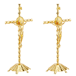Golden Alloy Display Decoration, for Home Office Decoration, Cross & Jesus, Golden, 112x81x220mm