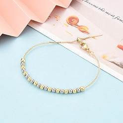 Real Gold Plated & Real Platinum Plated Регулируемые браслеты-слайдеры из латунных бусин для женщин, настоящее золото и платина, внутренний диаметр: 2-1/2 дюйм (6.4 см)