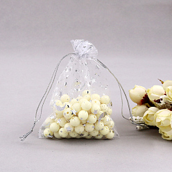 Светло-серый Прямоугольные сумки из органзы на шнурке, серебряное тиснение луны и звезды, светло-серый, 23x17 см