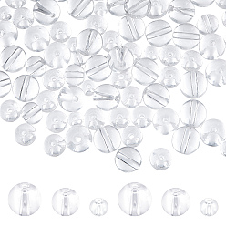 Clear 720Pcs 3 Style Glass Round Beads, Clear, 6mm, hole: 1mm