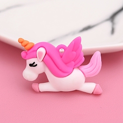 Темно-Розовый Пластиковые подвески из пвх, прелести единорога, темно-розовыми, 31x44 мм