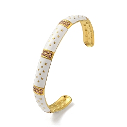 Роза 304 открытые браслеты-манжеты из нержавеющей стали с эмалью, регулируемые женские браслеты со стразами, реальный 18 k позолоченный, роза, внутренний диаметр: 2-5/8 x 2-1/8 дюйм (6.75x5.3 см)