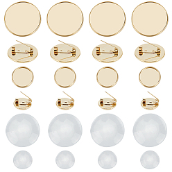Золотой Набор для самостоятельного изготовления броши-купола, включая плоские круглые 304 фурнитура для броши из нержавеющей стали, Кабошоны из стекла, золотые, 40 шт / коробка