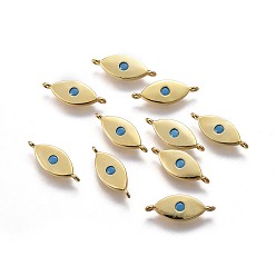 Настоящее золото 18K Латунные коннекторы, с микро проложить кубического циркония, долговечный, злые глаза, глубокое синее небо, реальный 18 k позолоченный, 7x17.5x1.5 мм, отверстие : 1 мм