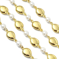 Золотой 1ручная работа 304цепочки из нержавеющей стали в форме капли, с выпечкой окрашены перламутровым стеклом круглые бусины, пайки, золотые, ссылка: 18x9.5x5мм и 12x6мм