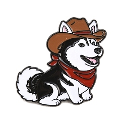 Черный Значки из сплава с эмалью в виде ковбоя и сибирской хаски, черные застежки для значков на лацканах для рюкзаков и одежды, чёрные, 25x27.5 мм