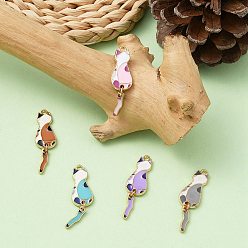 (52) Непрозрачная лаванда 5 шт 5 цвета подвески из экологически чистого сплава с эмалью, без кадмия и без свинца и без никеля, золотой свет, кошка, разноцветные, 35x10x1.5 мм, отверстие : 1.6 мм, 1 шт / цвет