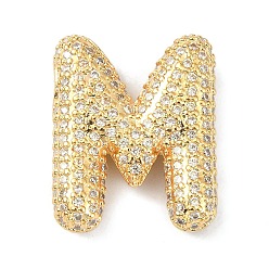 Letter M Стойка металлическая латунная микропрофилированная кубическая циркония подвески, реальный 18 k позолоченный, без свинца и без кадмия, буквы, Буква М, 22.5x18.5x6.5 мм, отверстие : 4x2.5 мм