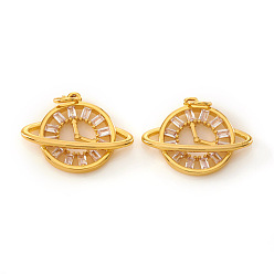 Настоящее золото 18K Латунные микро проложить кубического циркония подвески, с прыжковых колец, часы, прозрачные, реальный 18 k позолоченный, 13.5x17x3.5 мм, Перейти кольцо: 4x0.5 мм, отверстие : 2.5 мм