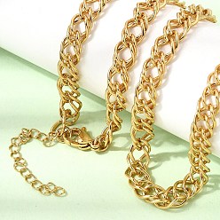 Golden 6.5MM 304 Stainless Steel Double Link Chain Necklaces for Women Men, Ion Plating(IP), Golden, 16.46 inch(41.8cm)