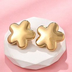 Настоящее золото 18K 304 из нержавеющей стали серьги, цветок, реальный 18 k позолоченный, 30x31.5 мм