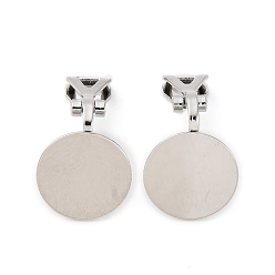 Платина Латунь винт конвертер клип серьги, плоско-круглые, платина, 16.5x12x7~8 мм