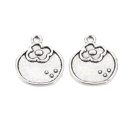 Античное Серебро Сплавочные сеттинги для кулона, тибетский стиль, без кадмия и без свинца, плоские круглые с цветком, античное серебро, 20x17x1 мм, отверстие : 2 мм