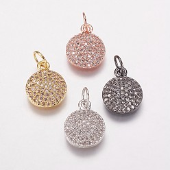 (52) Непрозрачная лаванда Латунь прелести циркония кубической, плоско-круглые, разноцветные, 13x10x2.5 мм, отверстие : 3.5 мм