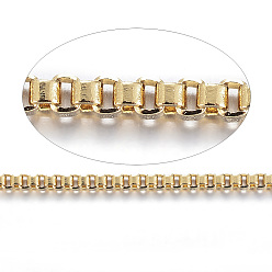 Golden 304 Stainless Steel Venetian Chains Box Chains, with Spool, Unwelded, for Jewelry Making, Golden, 1.5x1.5mm, about 82.02 Feet(25m)/roll