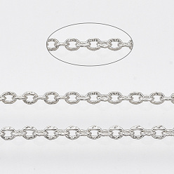 Платина Латунные кабельные цепи, , пайки, без кадмия, без никеля и без свинца, с катушкой, Плоско-овальные, платина, 2x1.4x0.4 мм, около 39.37 футов (12 м) / рулон