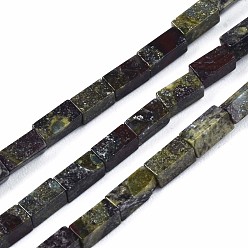Dragon Blood Natural Dragon Blood Jasper Beads Strands, Cuboid, 4~5x2x2mm, Hole: 0.8mm, about 82~84pcs/strand, 14.76~15.15 inch(37.5~38.5cm)