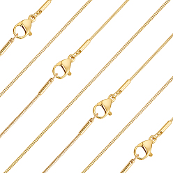 Золотой 10шт. 0.9мм 304 цепочки-змейки из нержавеющей стали, с карабин-лобстерами , золотые, 17.72 дюйм (45 см)