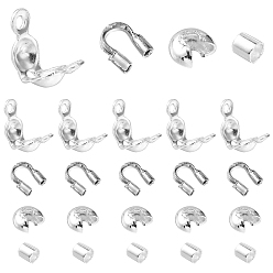 Серебро 200 шт. 4 стильный набор для изготовления ювелирных изделий «сделай сам», включая железные и латунные крышки для обжимных бусин, латунные кончики бортов, защитные приспособления и защитные приспособления для проволоки, серебряные, 2~7x2~4 мм, отверстие : 0.5~1.5 мм, 50 шт / стиль