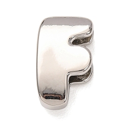 Letter F Латунные бусины, долговечный, стойки покрытие, без свинца и без кадмия, платина, Буква F, 21x12x7 мм, отверстие : 18x4 мм