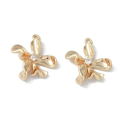 Настоящее золото 18K Латунные подвески, из прозрачного стекла, цветок, реальный 18 k позолоченный, 20x17.5x4 мм, отверстие : 1.2 мм