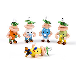 (52) Непрозрачная лаванда Кулоны в виде луковиц, изготовленные вручную методом лэмпворк, с мультяшными персонажами., разноцветные, 45~48x24~26.5x19.5~21 мм, отверстие : 3.5~4.5x3.5~4.5 мм