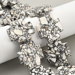 Синтетическая Бирюза Окрашенные синтетические бирюзовые бусы нити, крестик, 30~31x31~31.5x6.5~7 мм, отверстие : 1.2 мм, около 13 шт / нитка, 15.59~15.71'' (39.6~39.9 см)