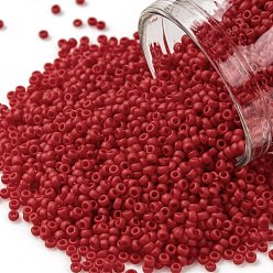 (45AF) Opaque Frost Cherry TOHO Round Seed Beads, Japanese Seed Beads, (45AF) Opaque Frost Cherry, 15/0, 1.5mm, Hole: 0.7mm, about 3000pcs/bottle, 10g/bottle