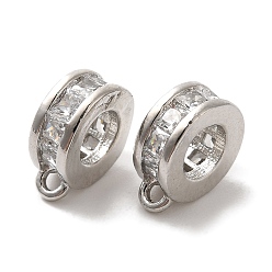 Платина Колонна латунь микро паве кубический цирконий трубки поручни, долговечный, без кадмия и без свинца, платина, 9.5x8x3.5 мм, отверстие : 1.2 мм, внутренний диаметр: 4 мм
