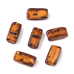 Rectangle Ручной золотой песок бусины бисер нитей, с леопардовым принтом рисунком, прямоугольные, 19.5~20.5x10~11.5x6.5~7.5 мм, отверстие : 1.8 мм