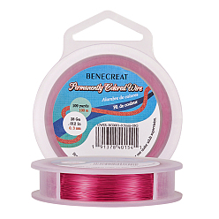 Темно-Розовый Круглая медная проволока для изготовления ювелирных изделий, темно-розовыми, 0.3 мм, около 328.08 футов (100 м) / рулон