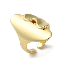 Real 18K Gold Plated Rack Plating Brass Open Cuff Rings, Gingko Leaf, Cadmium Free & Lead Free, Real 18K Gold Plated, Inner Diameter: 17mm