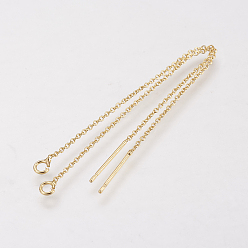 Золотой Латунные цепи, ушные резьбы, золотые, 90 мм , штифт: 0.5 мм