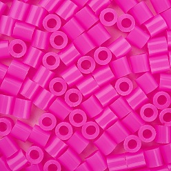 Fuchsia 1 Box 5mm Melty Beads PE DIY Fuse Beads Refills for Kids, Tube, Fuchsia, 5x5mm, Hole: 3mm, about 500pcs/box