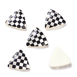 Black Opaque Resin Cabochons, Triangle with Grid Pattern, Black, 16x16x5mm