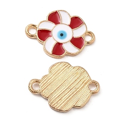 Light Gold Подвески из сплава эмали, цветок ссылки, огнеупорный кирпич, никель, золотой свет, 20x14x1.5 мм, отверстие : 2 мм