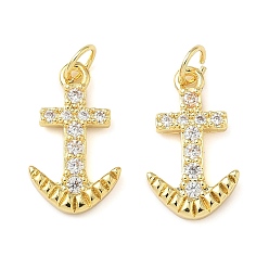 Настоящее золото 18K Латунные микро проложить кубического циркония подвески, якорь, стойки покрытие, без свинца и без кадмия, долговечный, с целью перехода в кольце, реальный 18 k позолоченный, 18x11x2.5 мм, отверстие : 3.6 мм