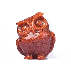 Камень с Пылевым Золотом Резные украшения из синтетического золотого камня в форме совы, для домашнего офисного стола, 35 мм