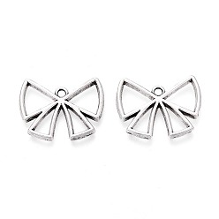 Античное Серебро Сплавочные подвески тибетского стиля, бантом прелести, античное серебро, 19x24x2 мм, отверстие : 2 мм