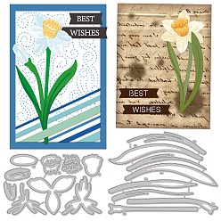 Цветок Углеродистая сталь разрезает трафареты, для diy scrapbooking, Фотоальбом, декоративная бумага для тиснения, цвет нержавеющей стали, нарцисс узор, цветочным узором, 88~104x64~115x0.8 мм, 2 шт / комплект