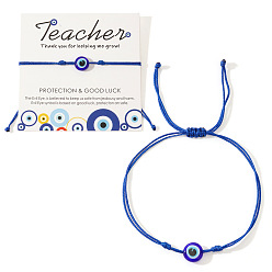 Морской Синий Регулируемые браслеты ручной работы с бусинами-лэмпворк от сглаза, Marine Blue